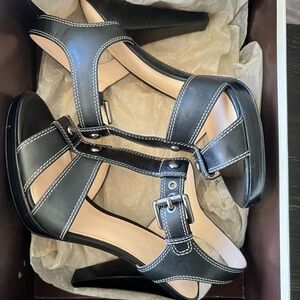 Coach Ginger Vegan Leather 5” Strappy Heels in original box